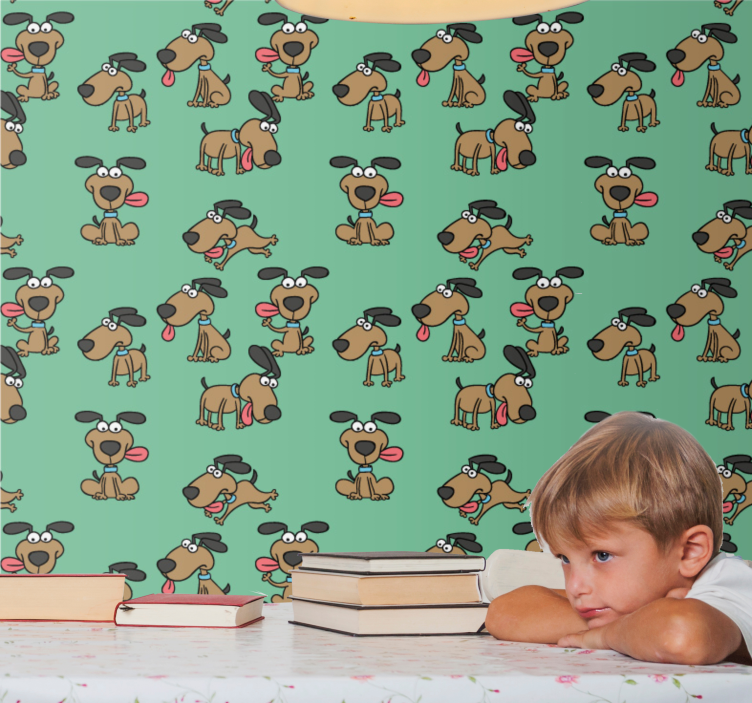 Canine Cartoon Fun dogs wallpaper - TenStickers