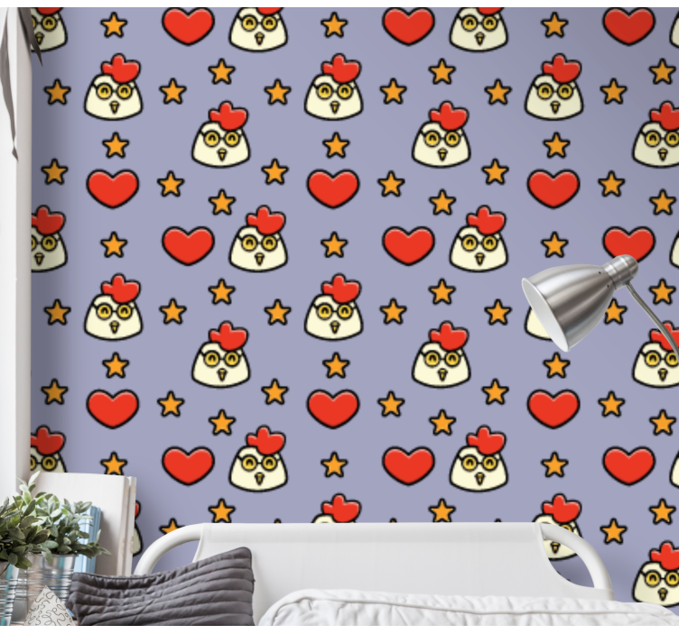 Cartoon Chicken Pattern animal wallpaper - TenStickers