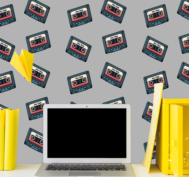 Cassette Pattern modern wallpaper - TenStickers