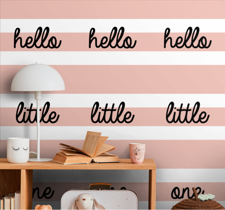 Hello on beige stripes letter wallpaper - TenStickers