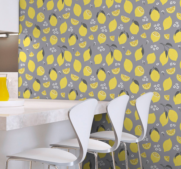 Citrus Pattern kitchen wallpaper - TenStickers