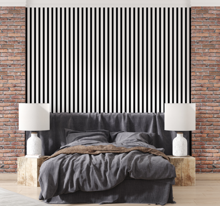 Classic black and white stripes wallpaper - TenStickers