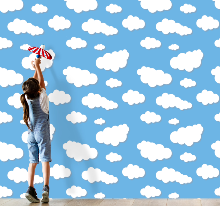 Clouds on sky 3D effect Childrens Wallpaper - TenStickers