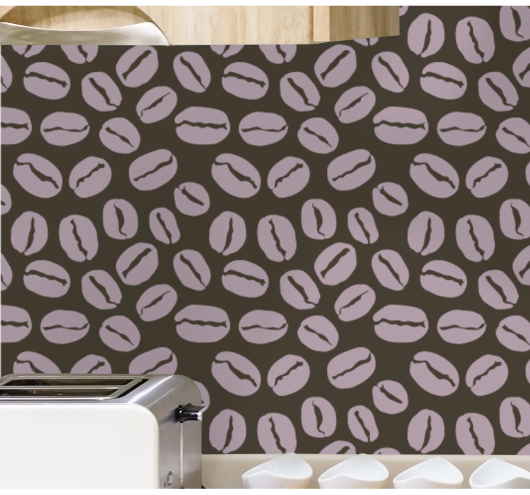 Coffee Beans Pattern kitchen wallpaper - TenStickers