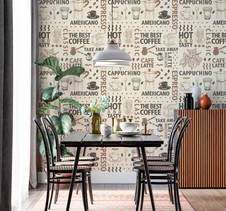 coffee pattern dining room wallpaper - TenStickers