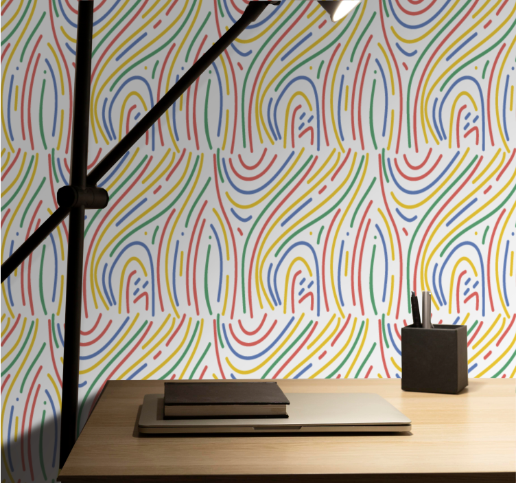 Colorful curvy lines office wallpaper - TenStickers