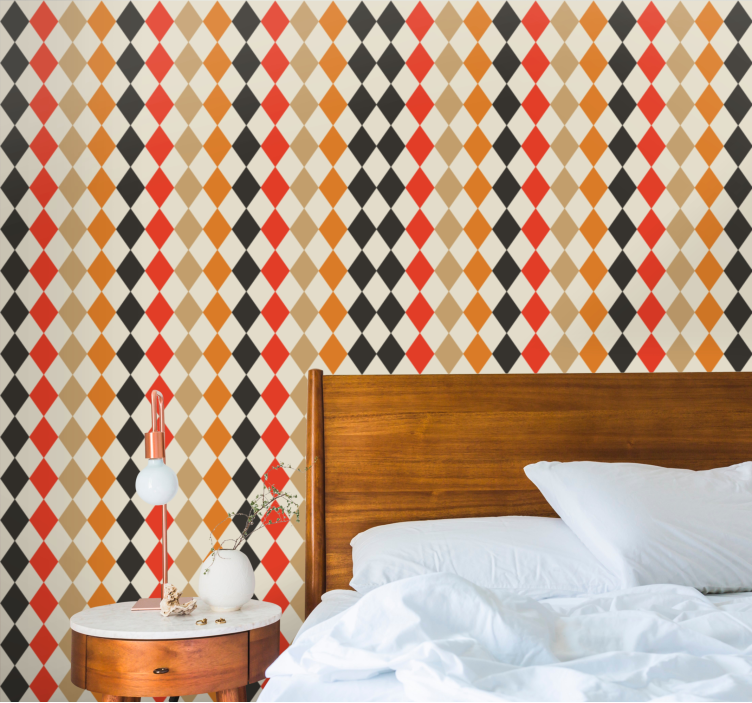 Colorful diamond pattern master bedroom wallpaper - TenStickers