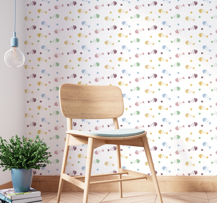 Colorful Minimalist Pattern fish wallpaper - TenStickers