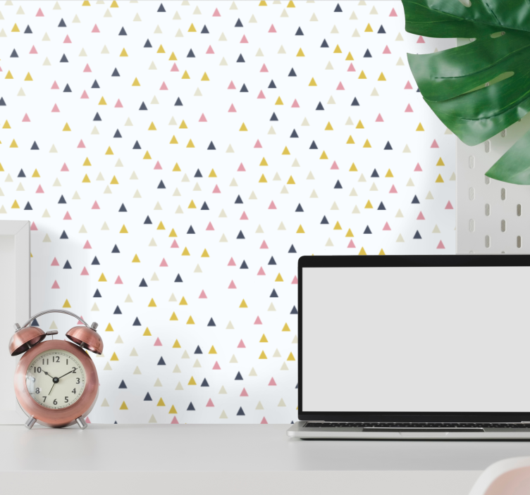 Colorful minimalistic white design triangle wallpaper - TenStickers