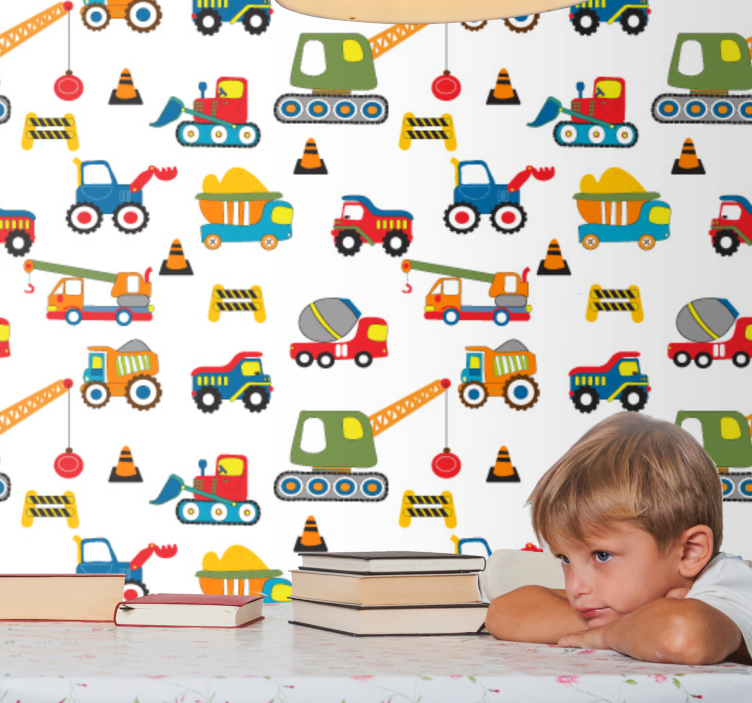 Construction Delight kids wallpaper - TenStickers