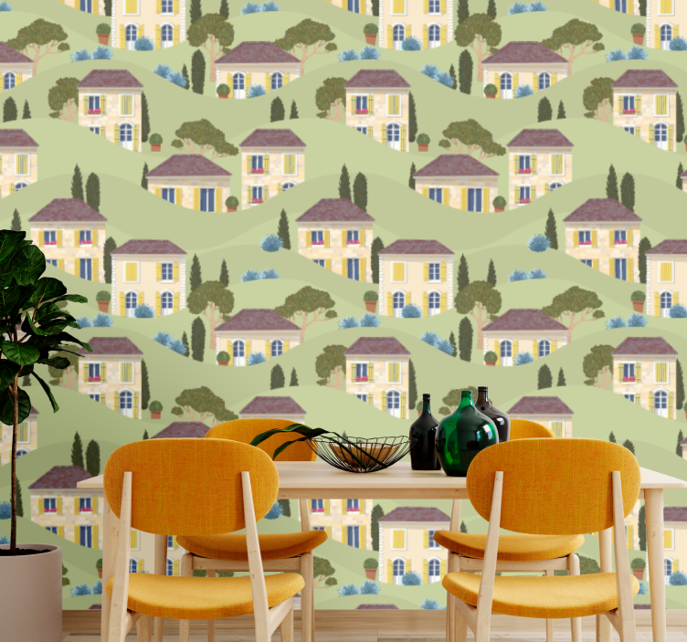 Country Villa Pattern city wallpaper - TenStickers