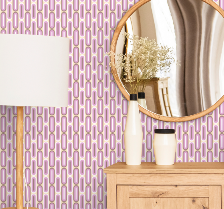 Curved pink pattern entryway wallpaper - TenStickers