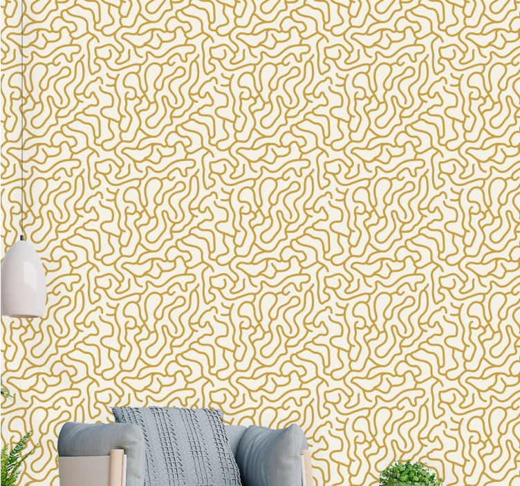 Curvy Line Pattern geometric wallpaper - TenStickers