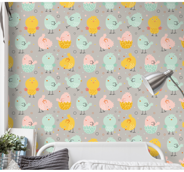 Cute chicken pastel colors wallpaper - TenStickers