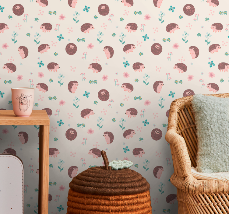 Cute Hedgehog Patterns animal wallpaper - TenStickers