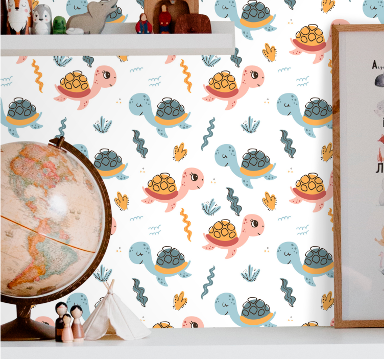 Baby turtles pattern animal wallpaper - TenStickers