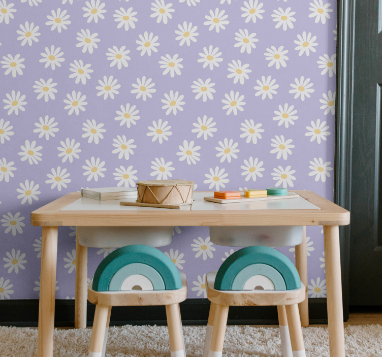Daisy Pattern flower wallpaper - TenStickers