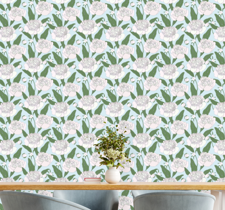 Delicate white pattern flower wallpaper - TenStickers
