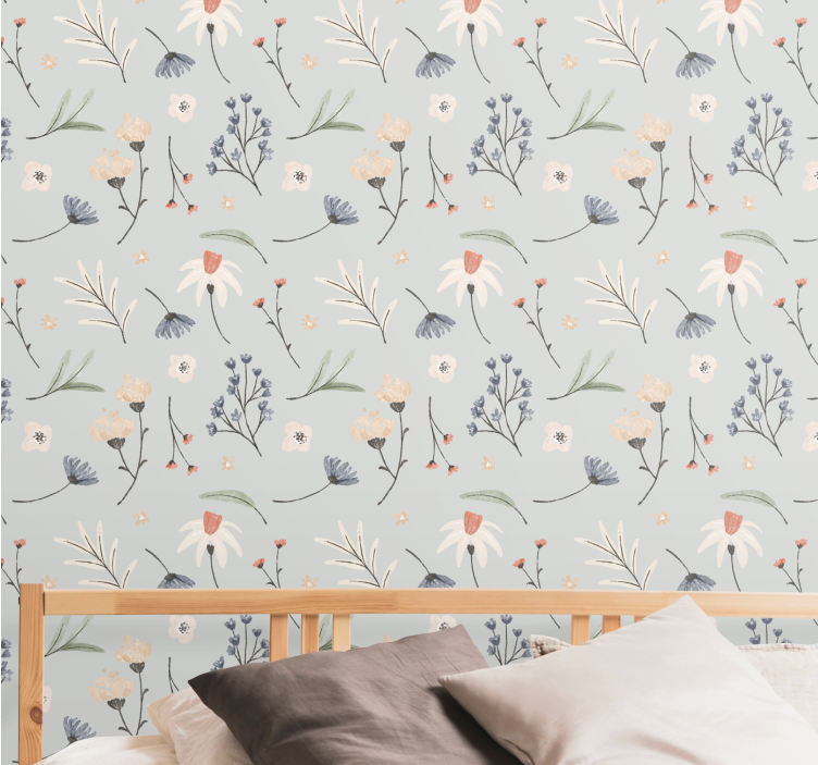 Delicate spring design flower wallpaper - TenStickers