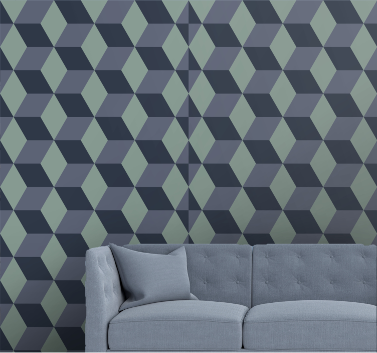 3D cubes pattern geometric wallpaper - TenStickers