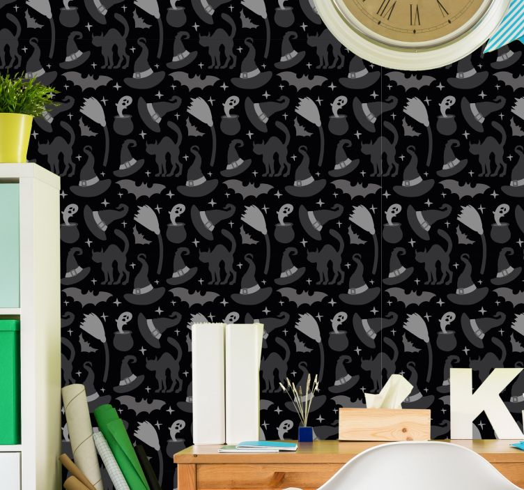 Different scary creatures Halloween Wallpaper - TenStickers