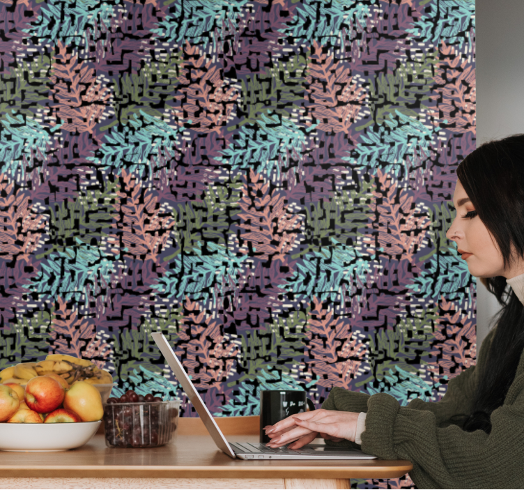 Digital Foliage Pattern leaf wallpaper - TenStickers
