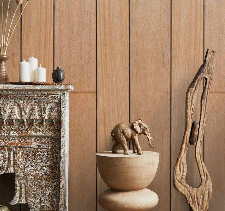 Brown simple planks wood wallpaper - TenStickers