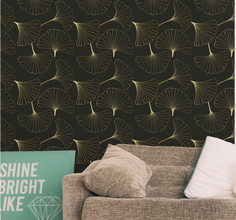 Elegant Ginko pattern leaf wallpaper - TenStickers