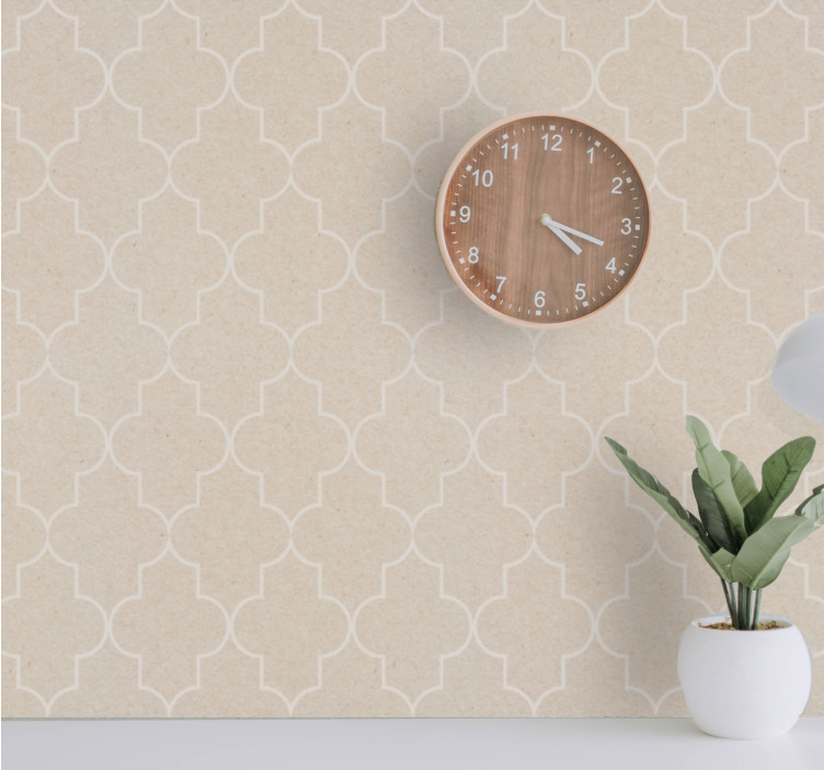 Elegant beige motif master bedroom wallpaper - TenStickers