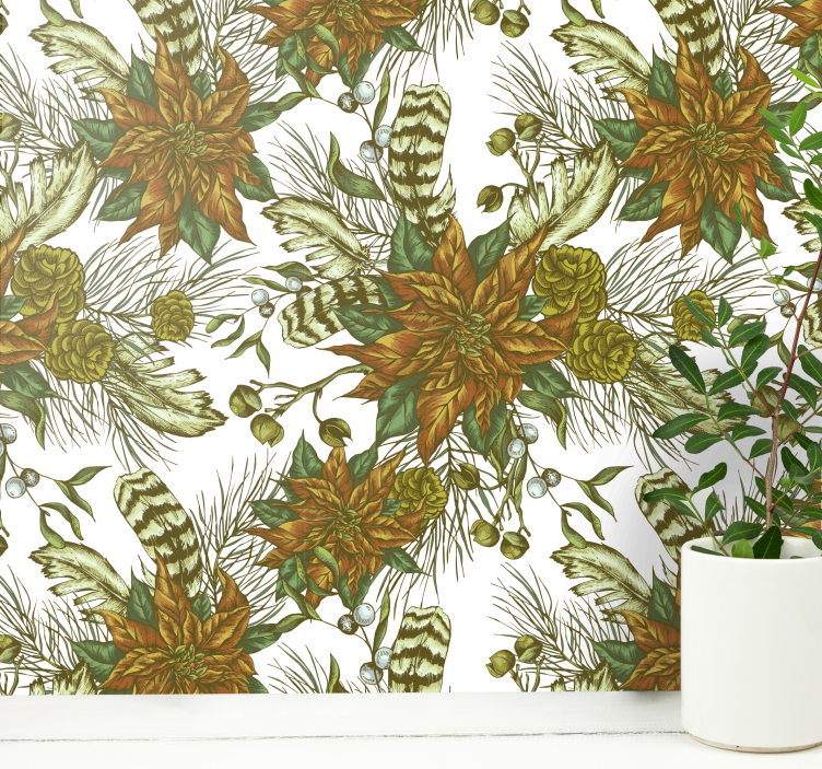 Elegant poinsettia Ornamental Wallpaper - TenStickers