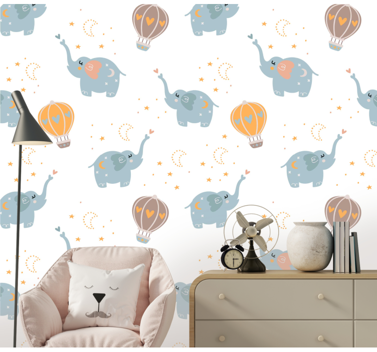 Elephant Balloon Dance nursery wallpaper - TenStickers