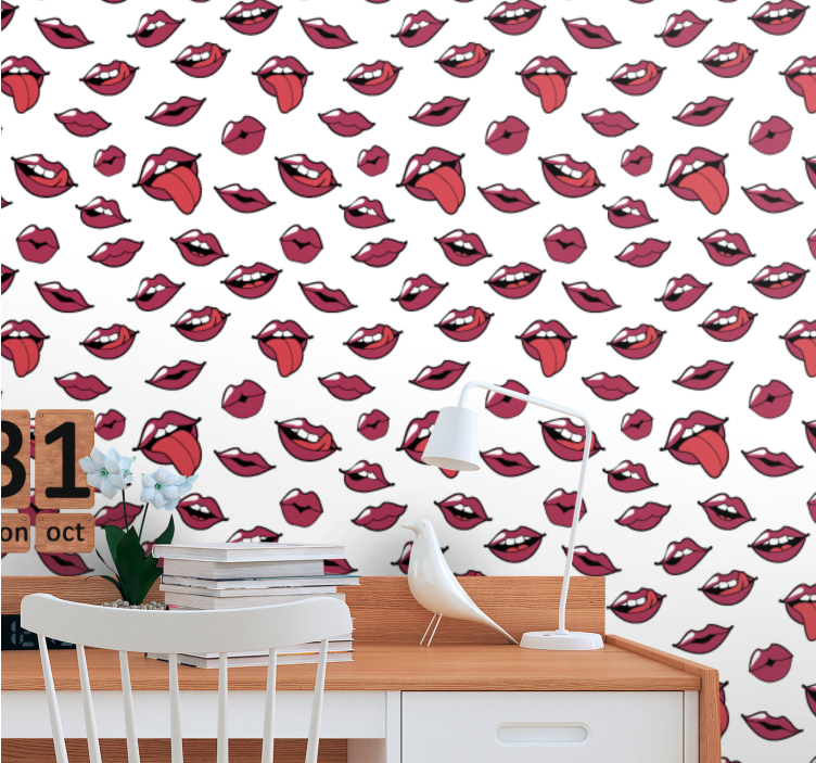 Expressive Lip Motifs customised wallpaper - TenStickers