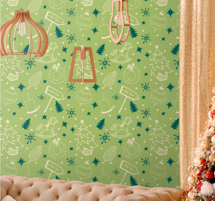 Festive Holiday Motifs christmas wallpaper - TenStickers