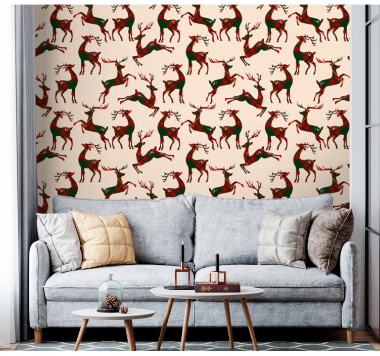 Festive Reindeer animal wallpaper - TenStickers