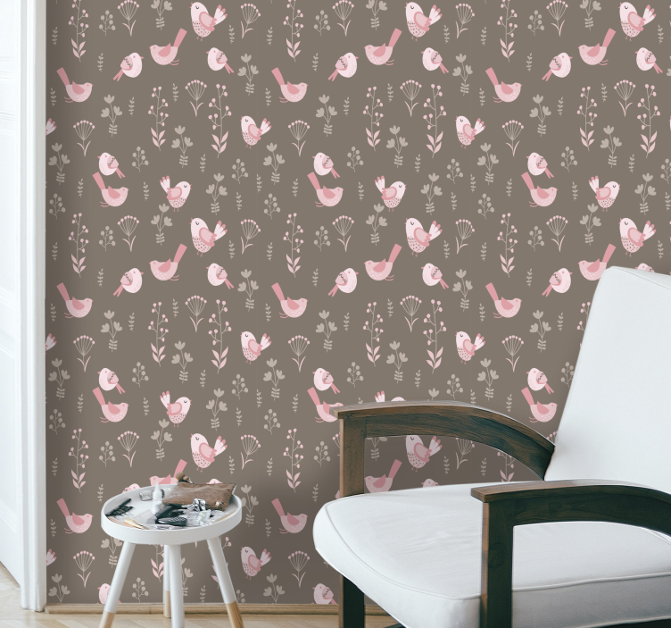 Floral Avian Pattern birds wallpaper - TenStickers