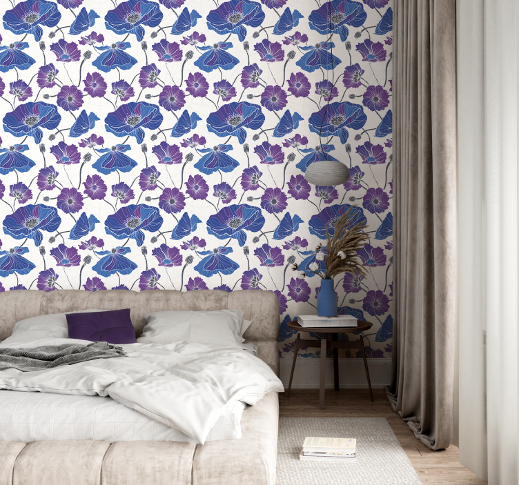Floral Bloom Scene flower wallpaper - TenStickers