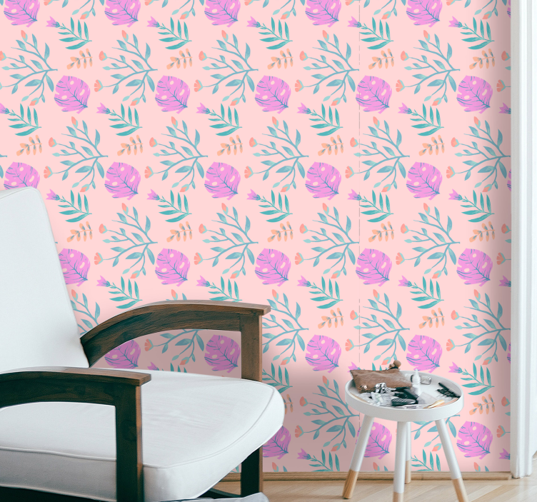 Floral Botanic Pattern flower wallpaper - TenStickers