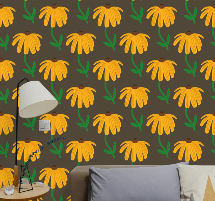 Floral Emblem Pattern flower wallpaper - TenStickers