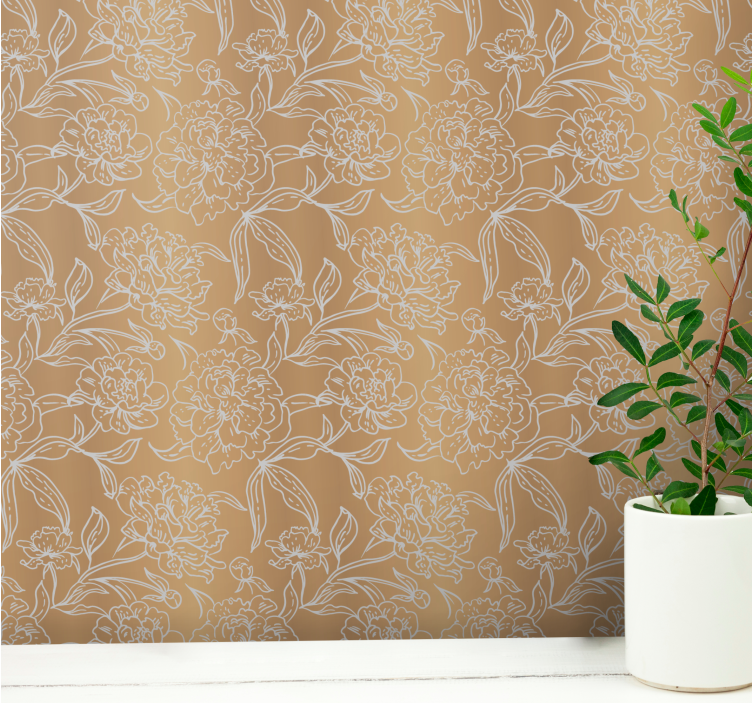 Floral ornament wallpaper with delicate floral accents - TenStickers