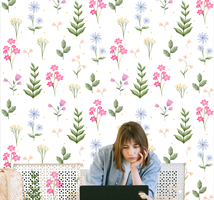 Floral Patterned Background flower wallpaper - TenStickers