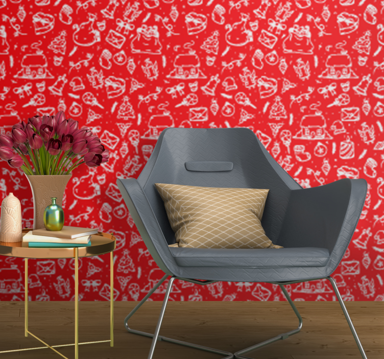 Floral Red Pattern nature wallpaper - TenStickers