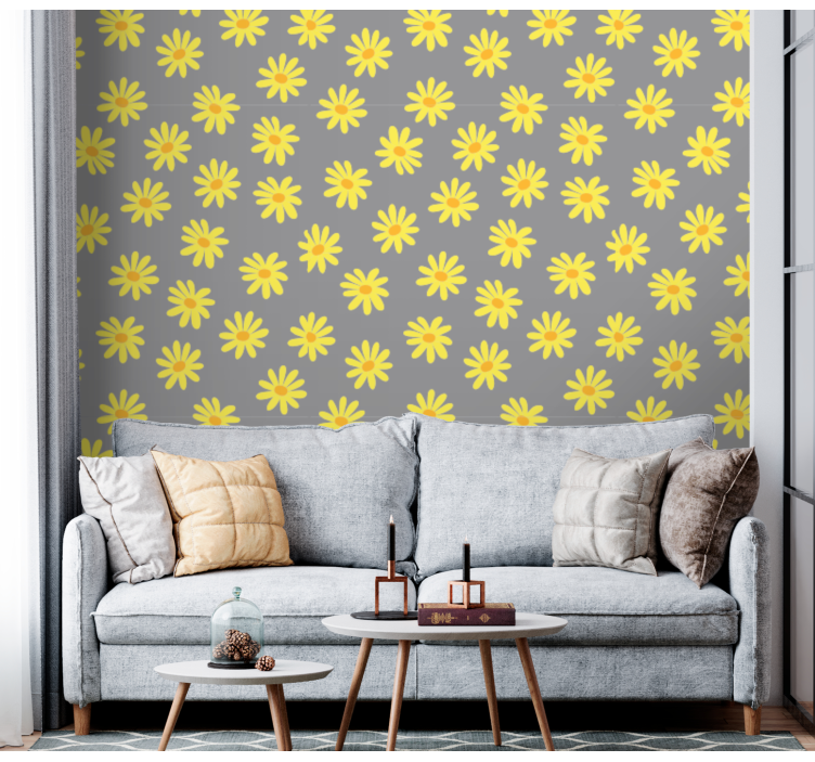 Floral Sunshine Pattern flower wallpaper - TenStickers