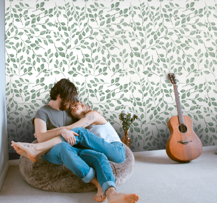 Foliage Pattern leaf wallpaper - TenStickers