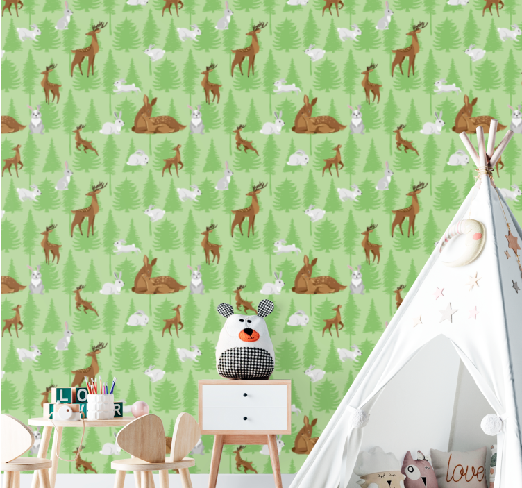 Forest Animal Motif animal wallpaper - TenStickers