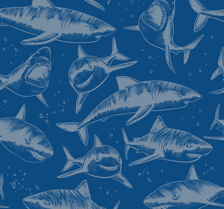 Furious Sharks Animal Wallpaper - TenStickers
