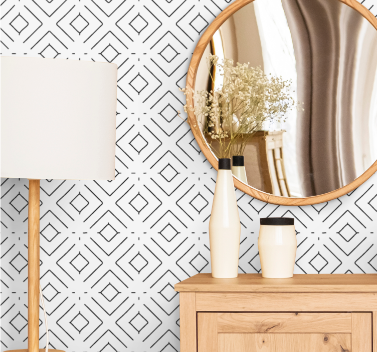 Geometric diamond style entryway wallpaper - TenStickers