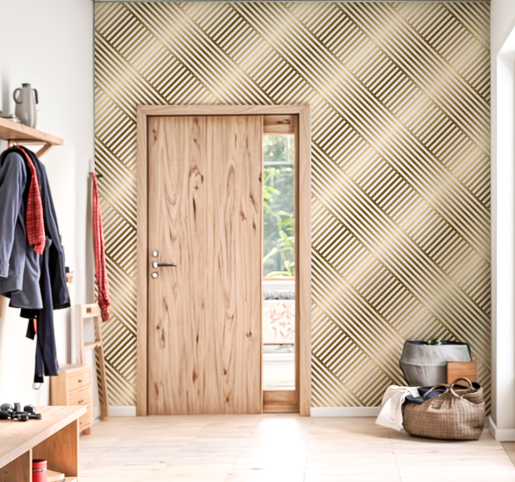 Geometric gold lines Wallpaper for the hallway - TenStickers