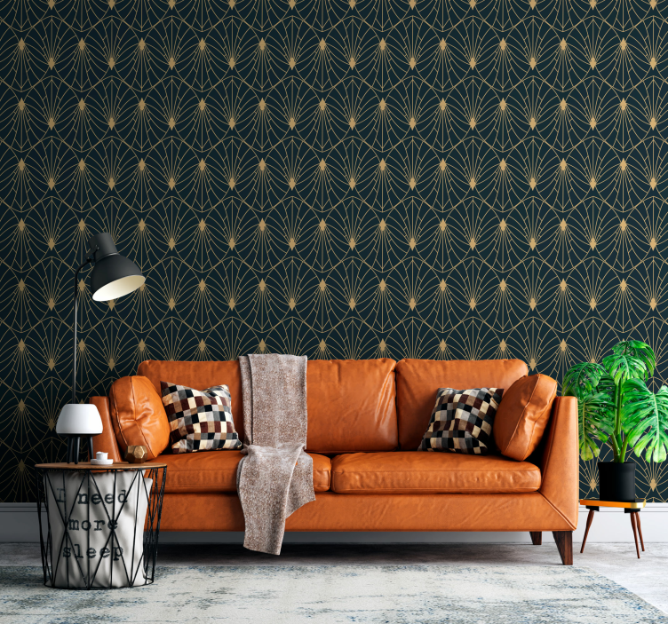 Geometric gold shapes modern wallpaper - TenStickers