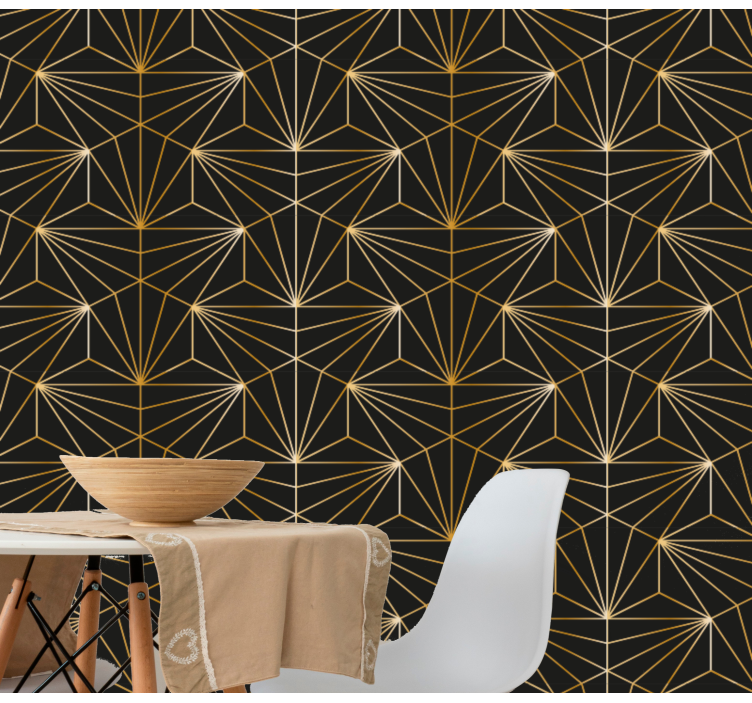 Geometric golden pattern Triangle Wallpaper - TenStickers