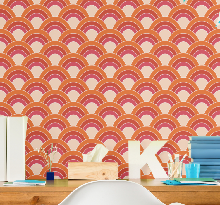 Geometric petals groovy pattern Art Wallpaper - TenStickers